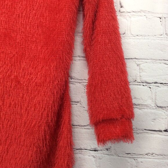 Red Eyelash Bodycon Mini Dress Women's Size S Clubwear Party Long Sleeve Stretch - Picture 3 of 6